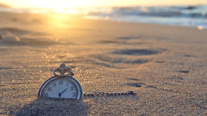 Pocket Watch on Beach — Gold