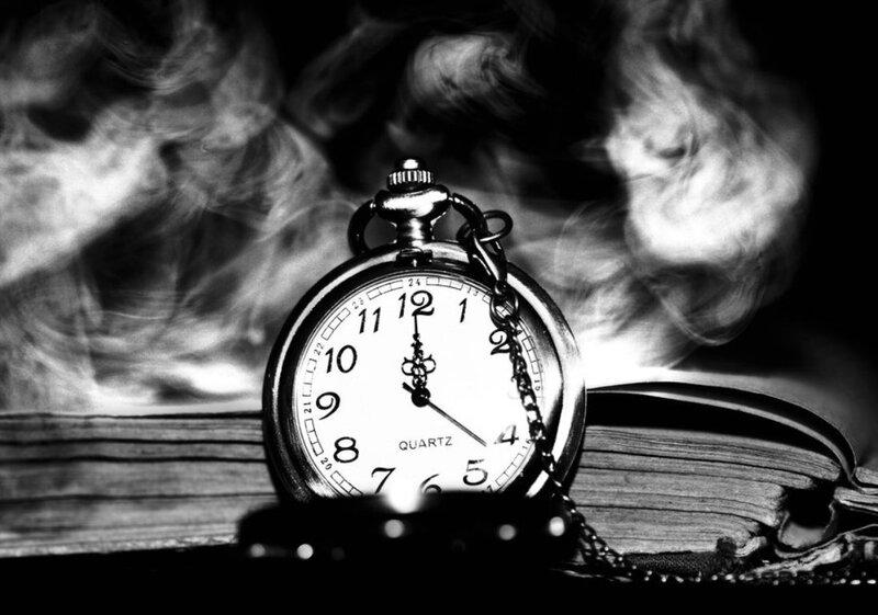Pocket Watch on Book — Black