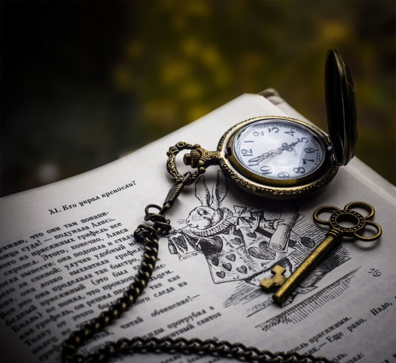 Pocket Watch on Book — Brown, Dramatic