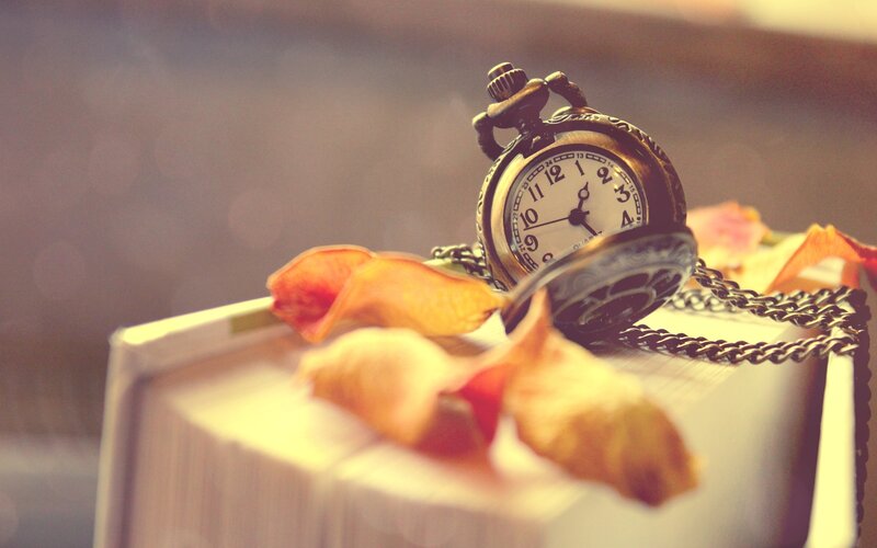 Pocket Watch on Book — Brown