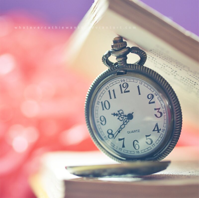 Pocket Watch on Book — Purple, Calm