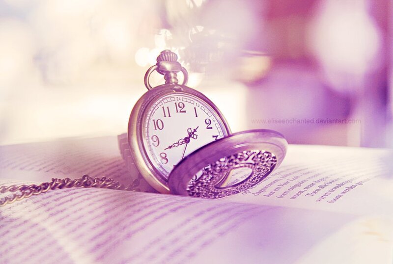Pocket Watch on Book — Purple