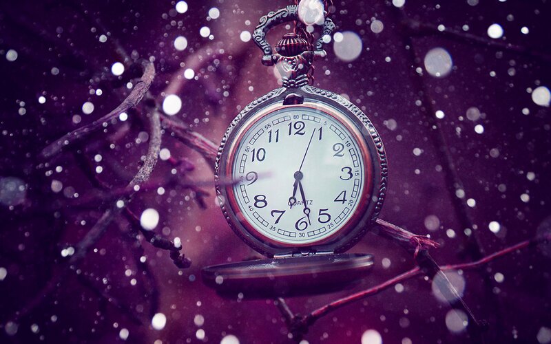 Pocket Watch on Branch — Purple, Dramatic, Night