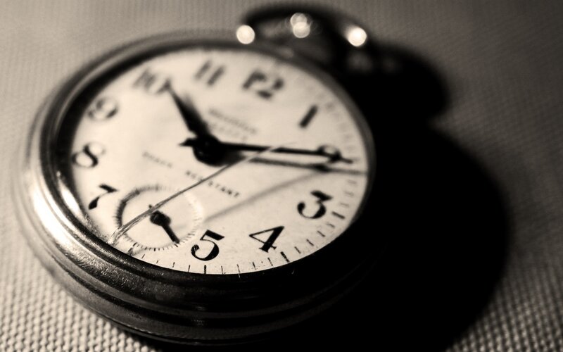 Pocket Watch on Fabric — Black, Dramatic