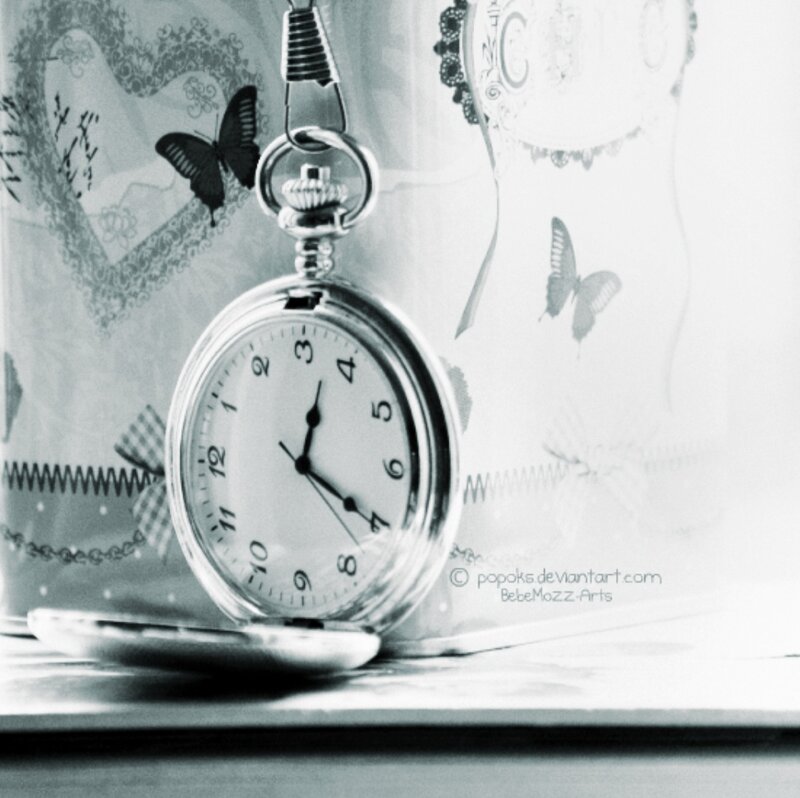 Pocket Watch on Fabric — Black