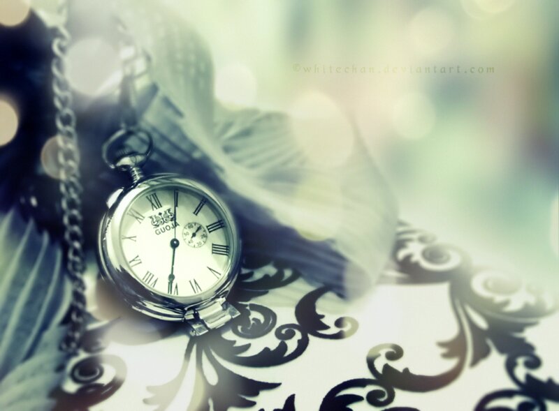 Pocket Watch on Fabric — White