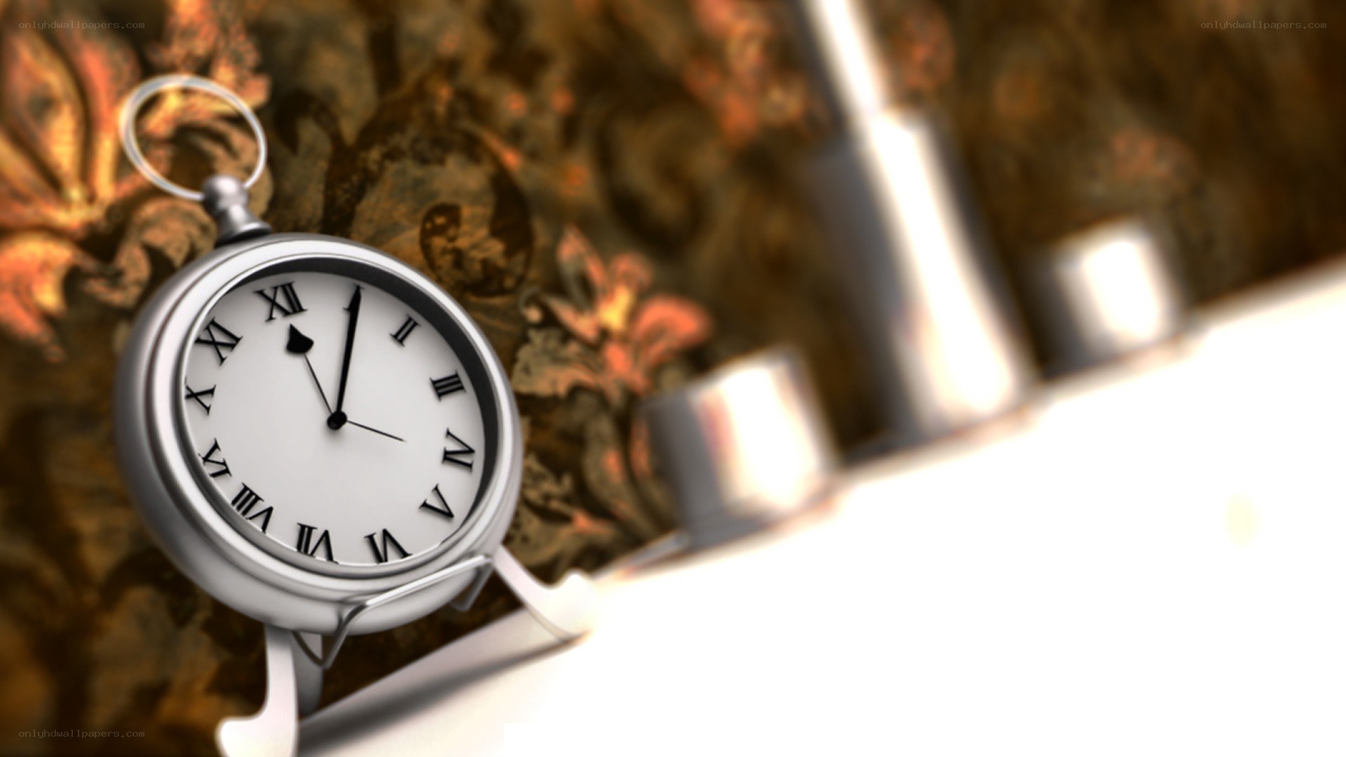 pocket watch on ornate surface
