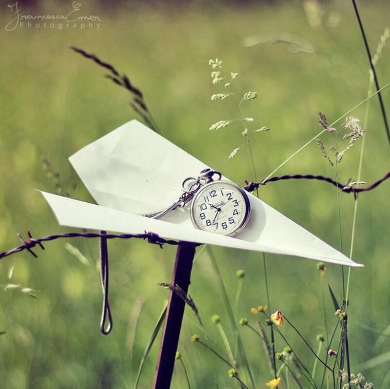 Pocket Watch on Paper Airplane