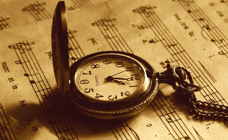 Pocket watch on sheet music