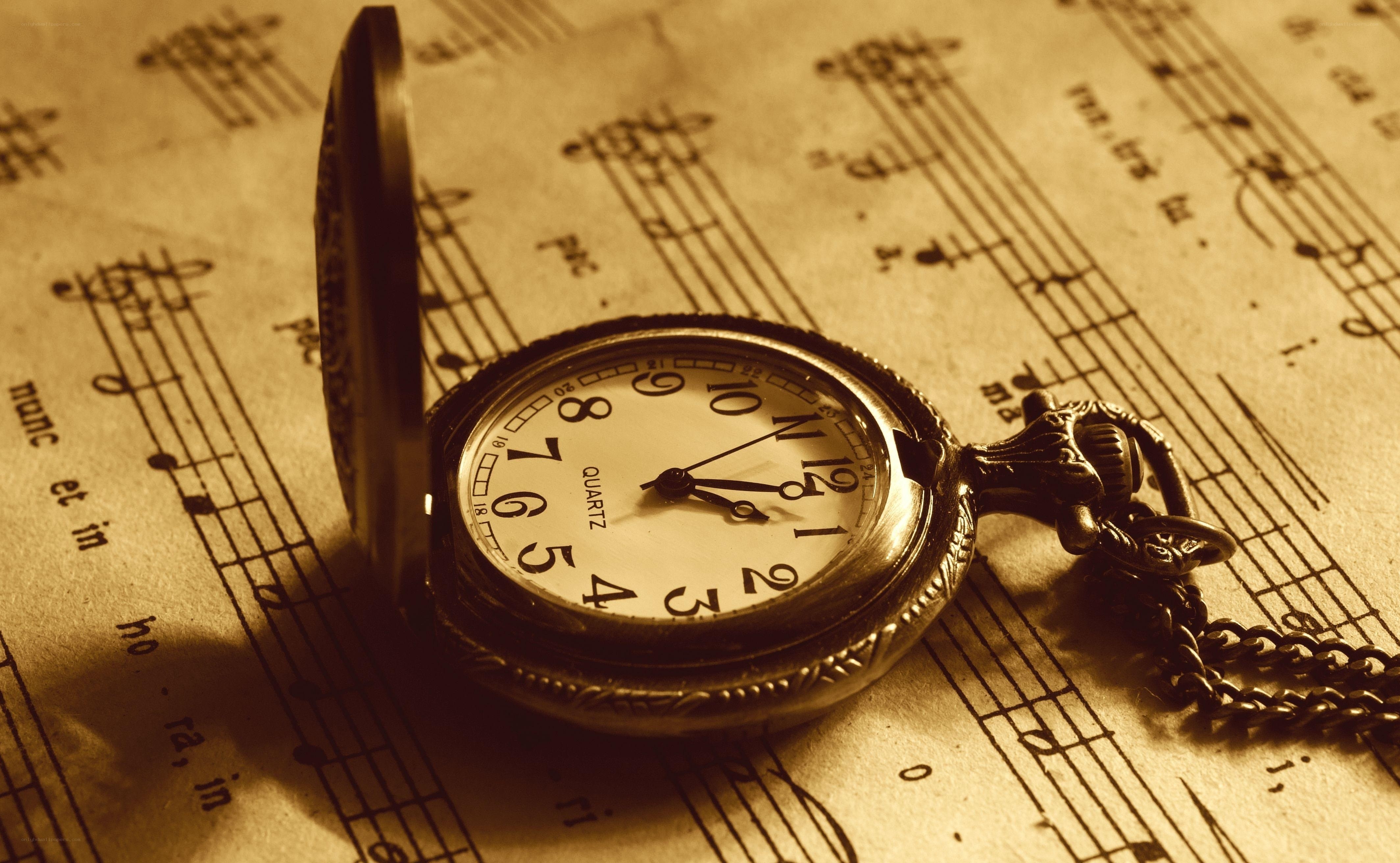 Pocket watch on sheet music