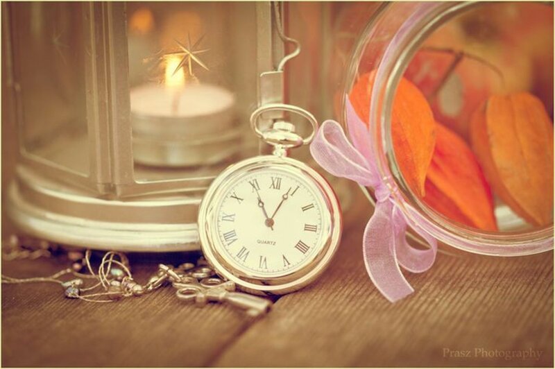 Pocket Watch on Wood — Brown
