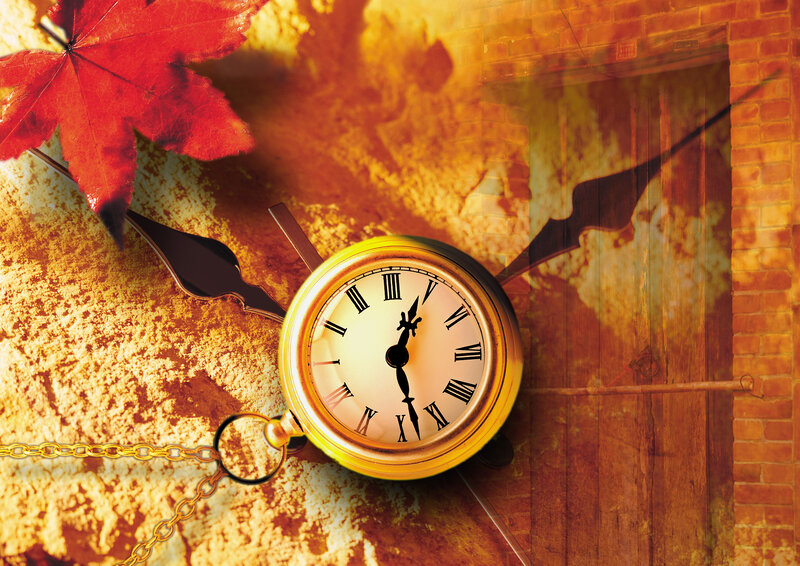 Pocket Watch with Autumn Leaf