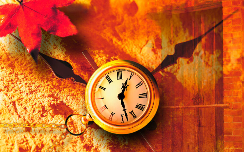Pocket Watch with Autumn Leaves