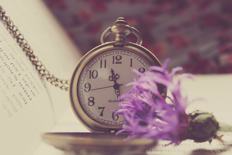 Pocket Watch with Flower — Purple