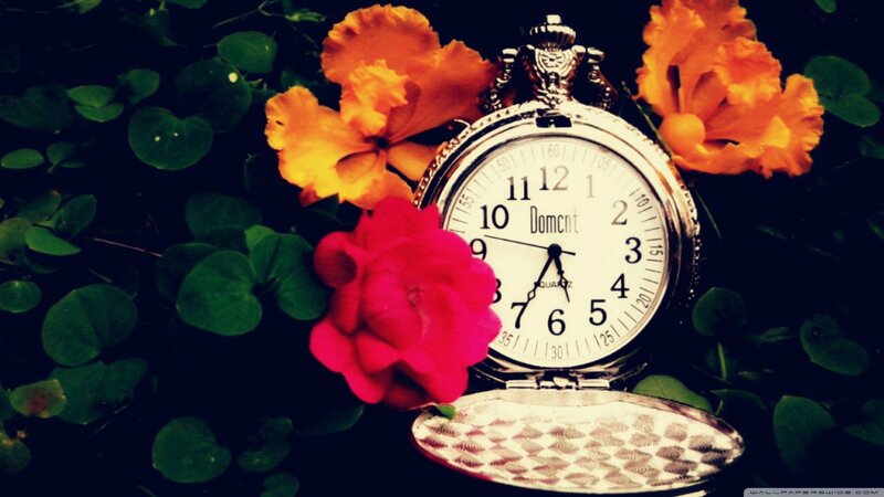 Pocket Watch with Flowers — Green
