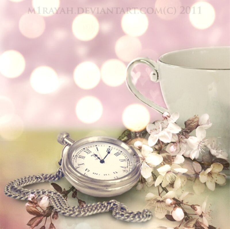 Pocket Watch with Flowers — Pink, Serene, Spring