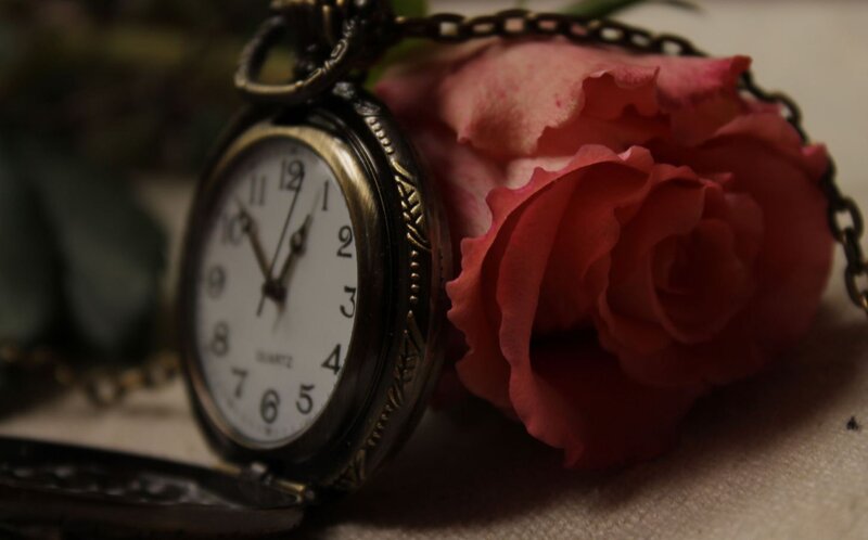 Pocket Watch with Rose — Pink