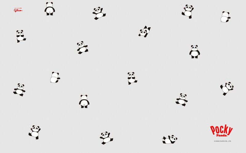 Pocky Panda characters on gray