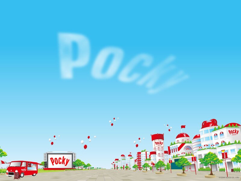 Pocky-themed cityscape