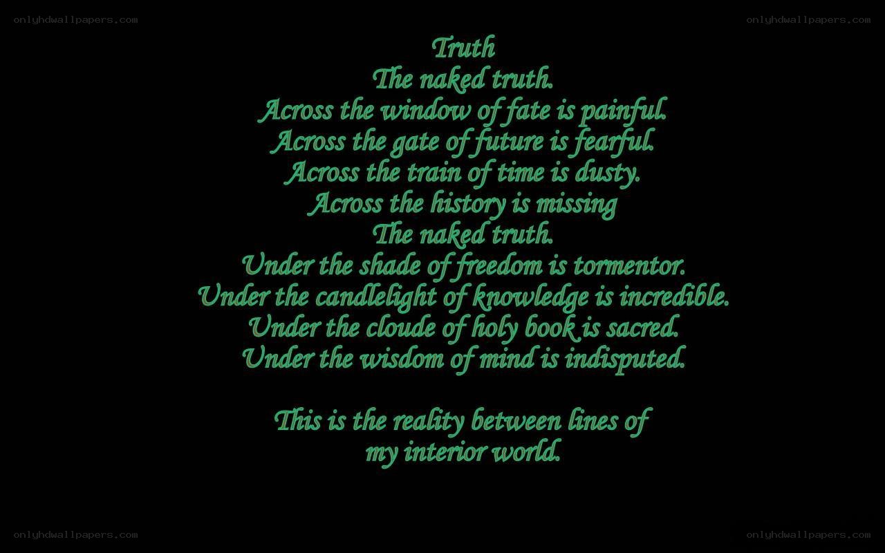 Poem about truth and reality