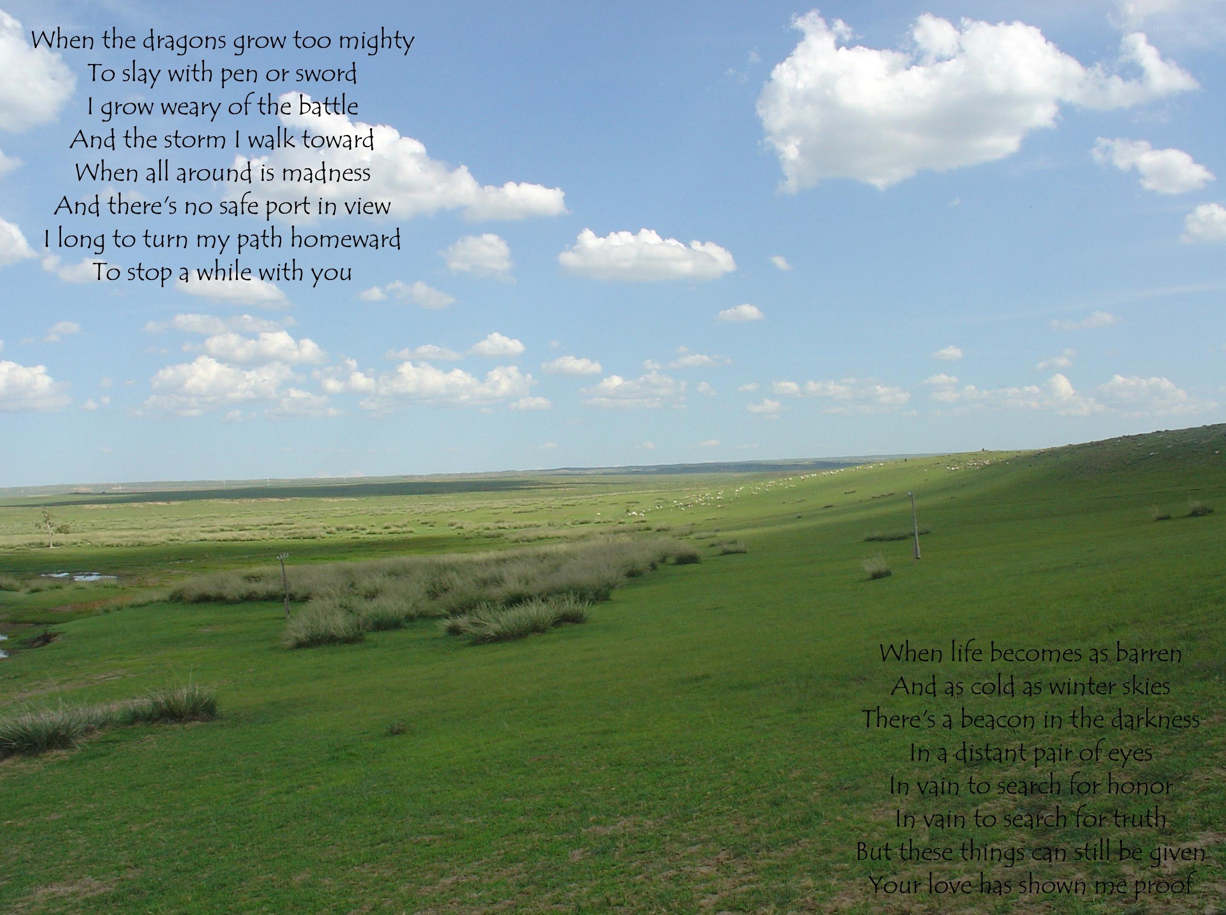 Poem on a green field