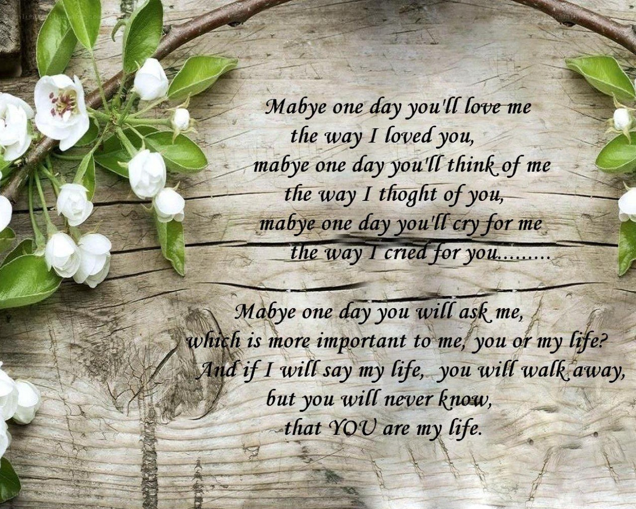 poem on wooden surface