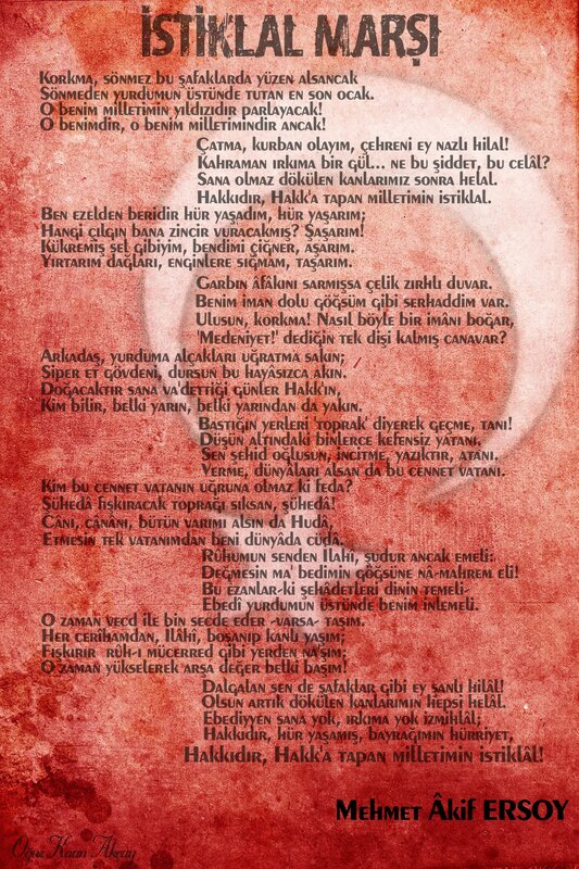 Poem titled 'Istiklal Marsi'