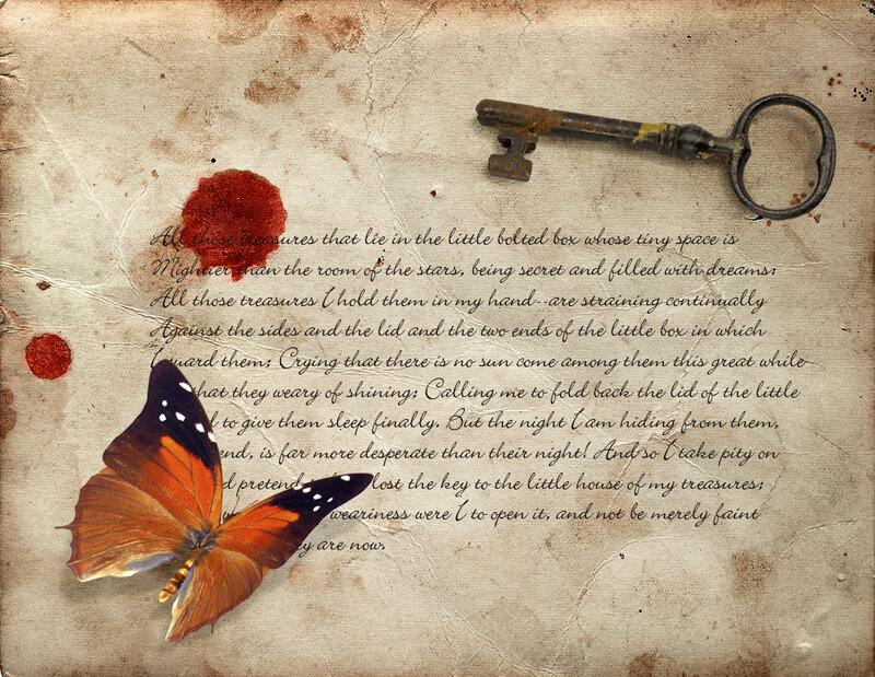 poem with butterfly and key