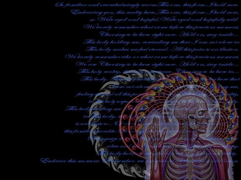 Poetic text over abstract art