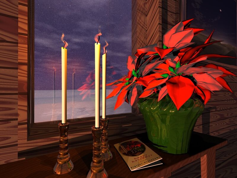 Poinsettia and Candles — Red
