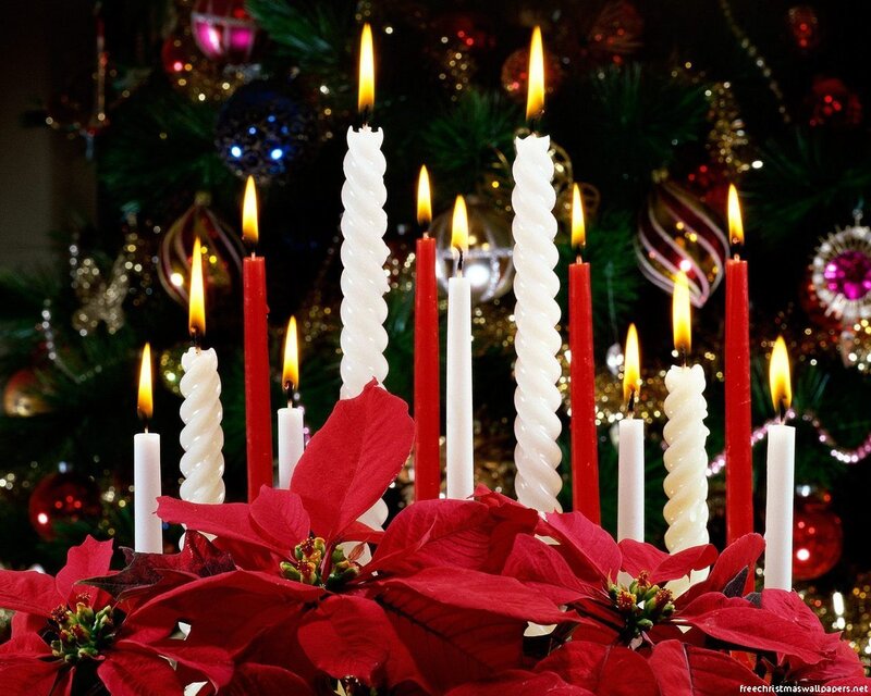 Poinsettia and Candles