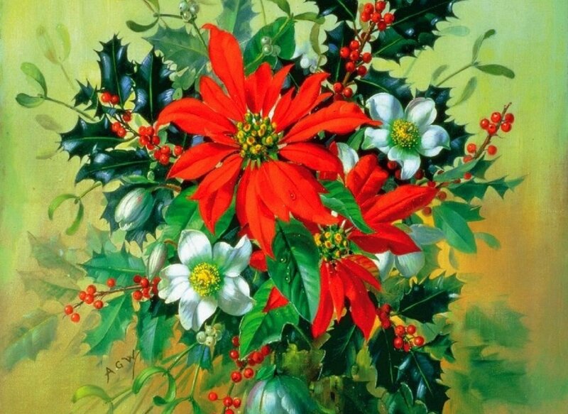 Poinsettia and Holly Bouquet