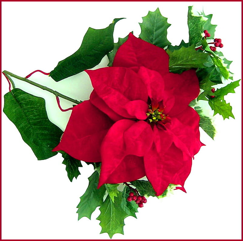 Poinsettia Flower with Holly