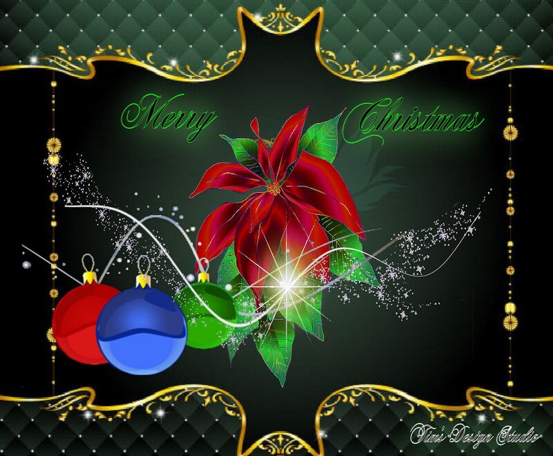 Poinsettia Flower with Ornaments — Green
