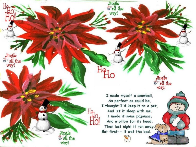 Poinsettia Flowers and Snowmen