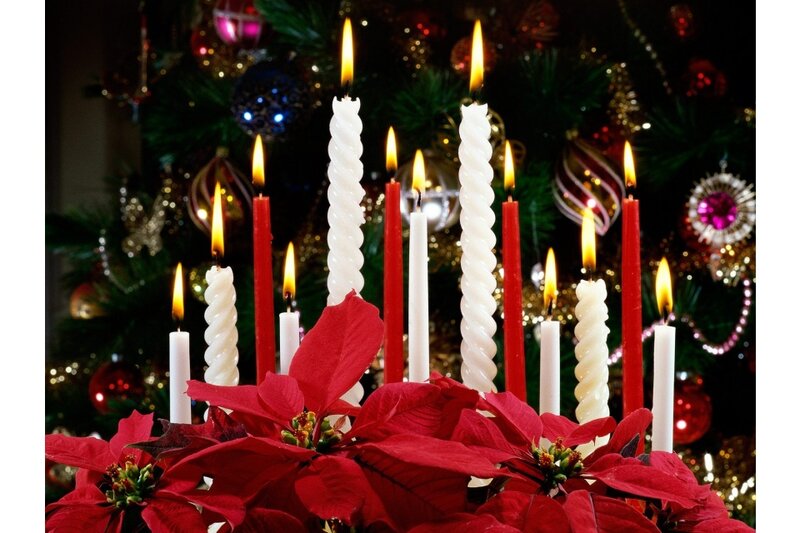 Poinsettia with Candles — Red