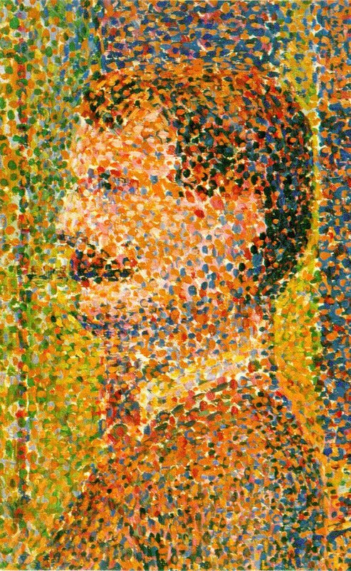 Pointillist portrait of a man