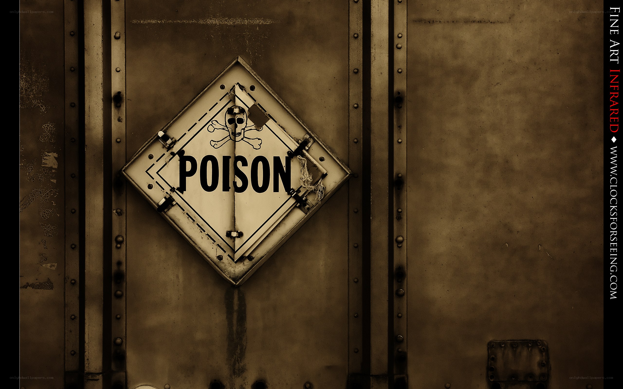 Poison sign on metal door