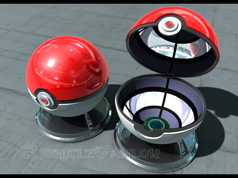 Poké Ball models on display