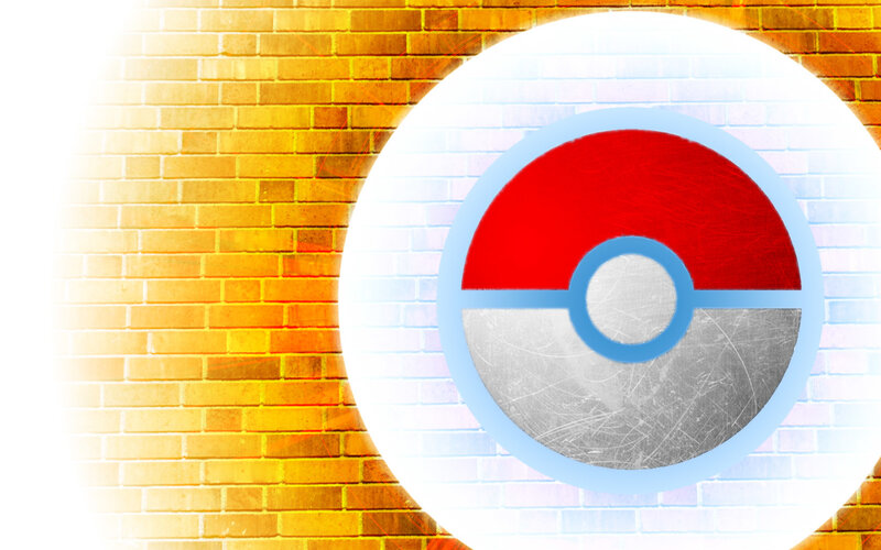 Poké Ball on brick wall