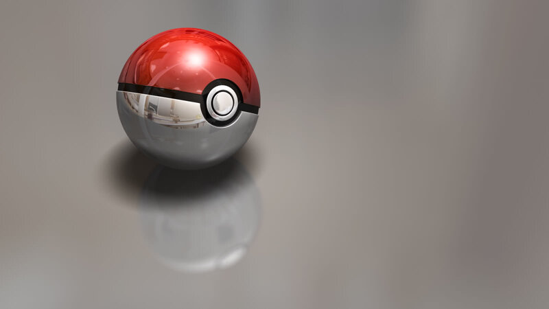 Poké Ball on Reflective Surface — Red