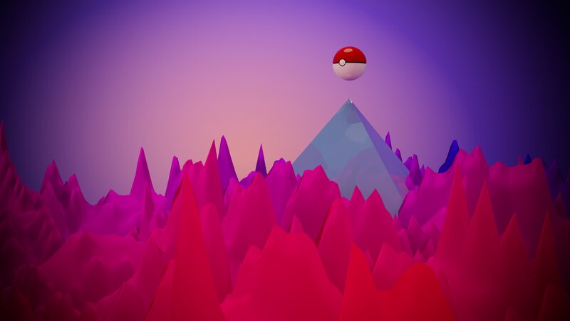 Poké Ball over Mountains