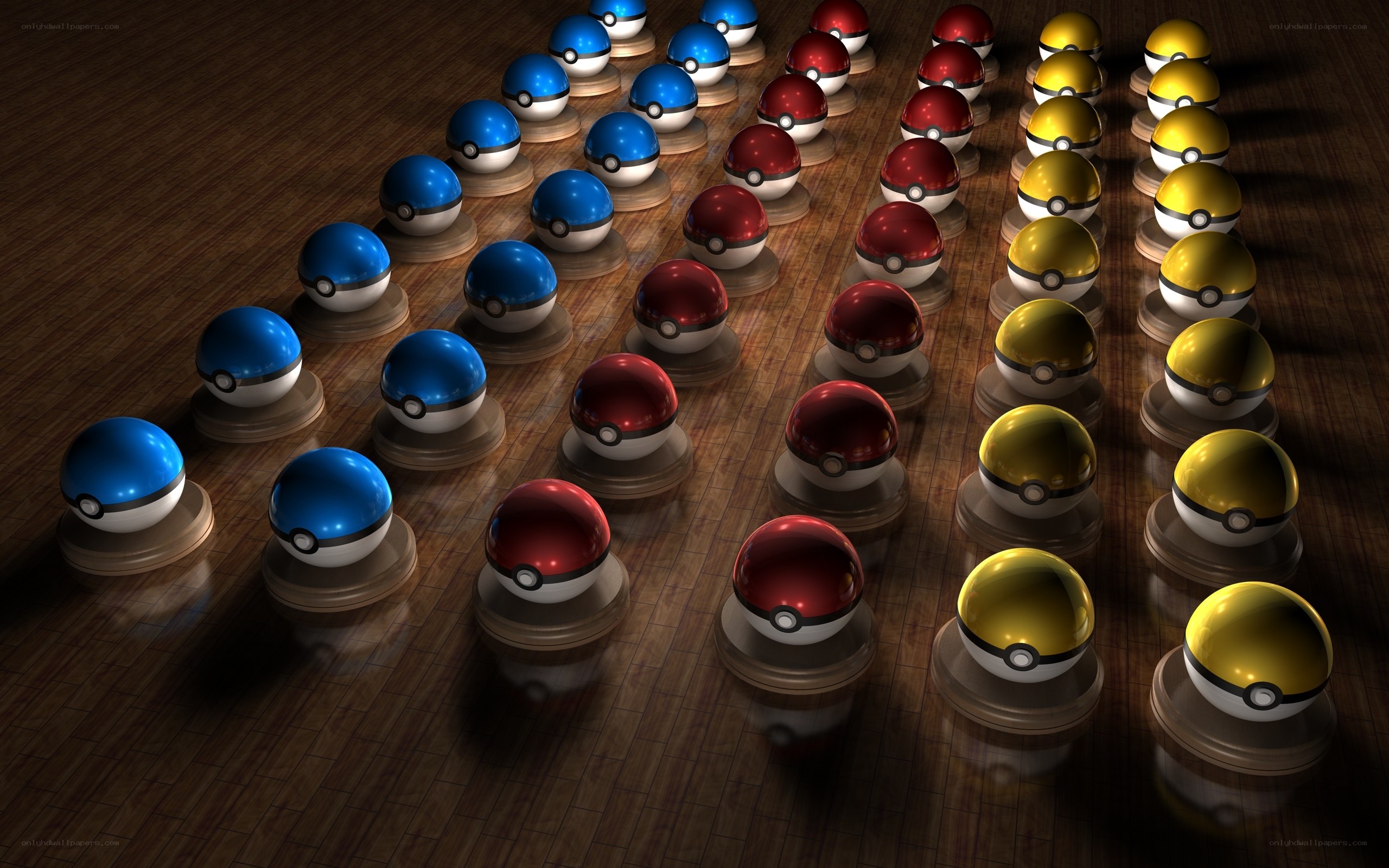 Poké Balls arranged in rows