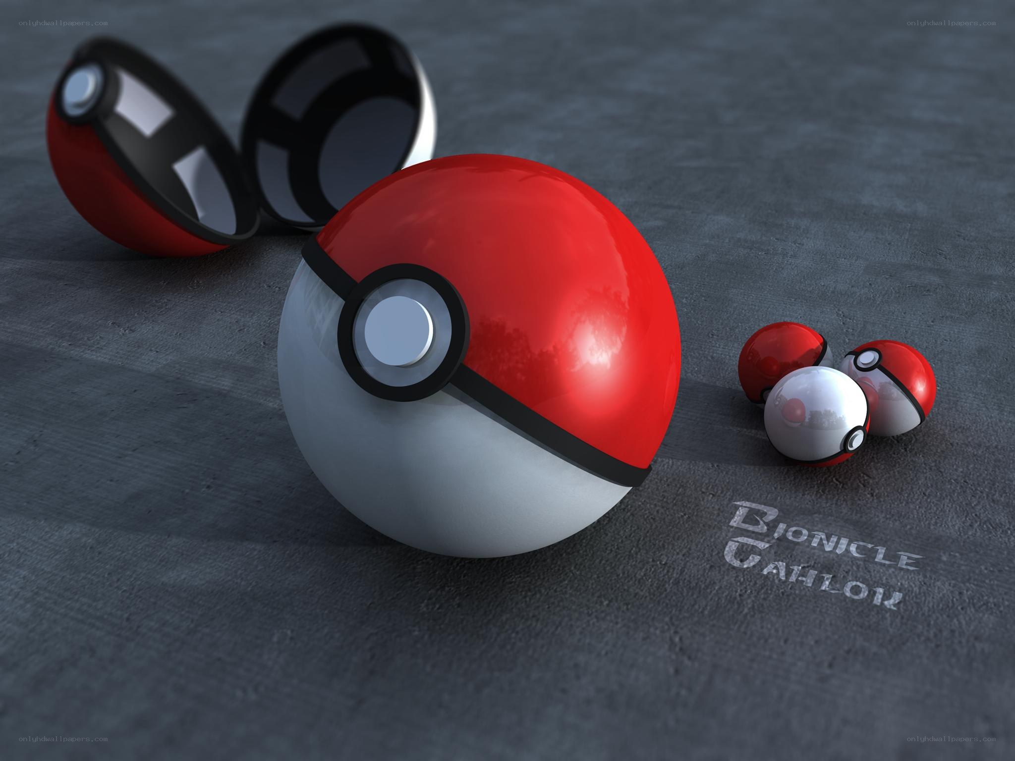 Poké Balls on concrete