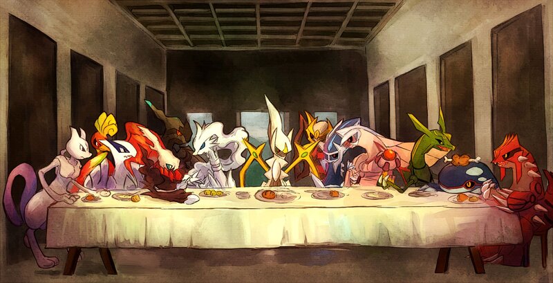 Pokémon at a Dinner Table — Brown