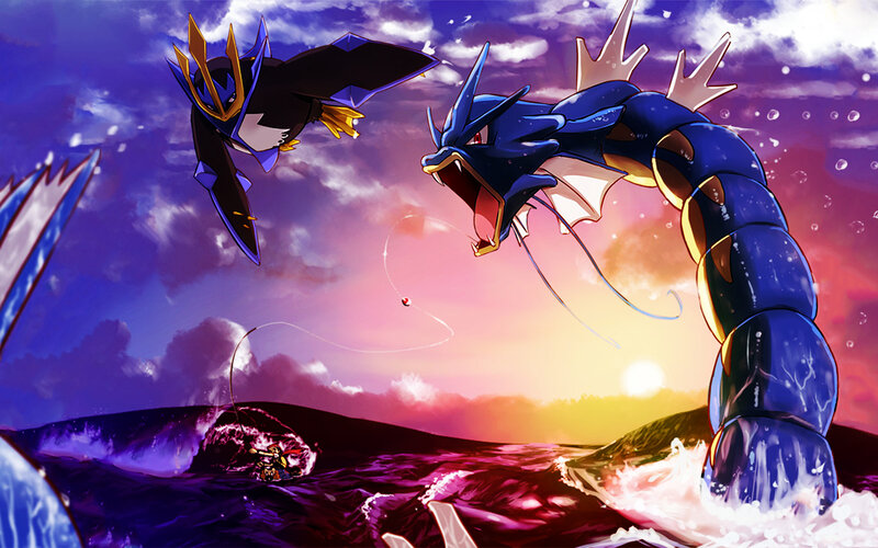 Pokémon battle at sunset