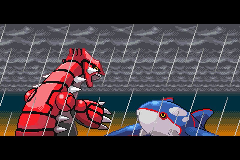 Pokémon battle in the rain