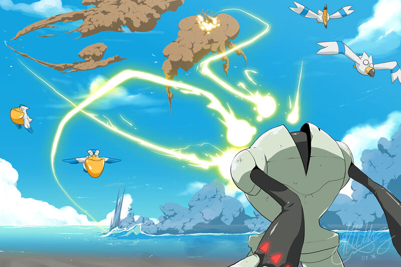 Pokémon battle in the sky