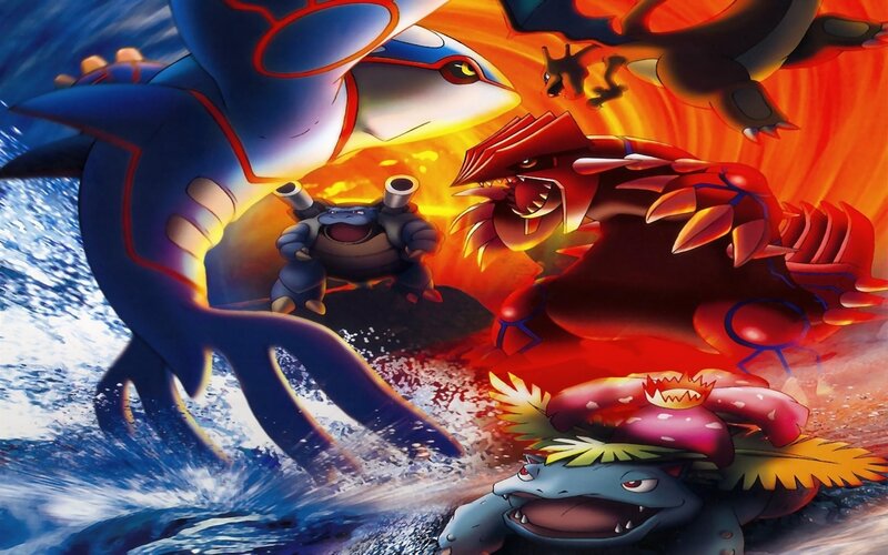 Pokémon Battle Scene — Blue, Dramatic, Digital Art