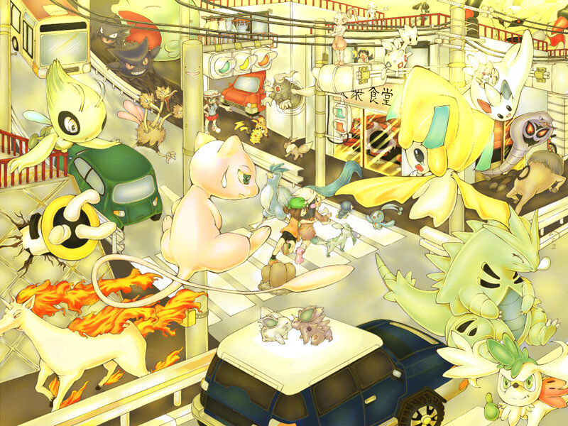 Pokémon chaos in a city